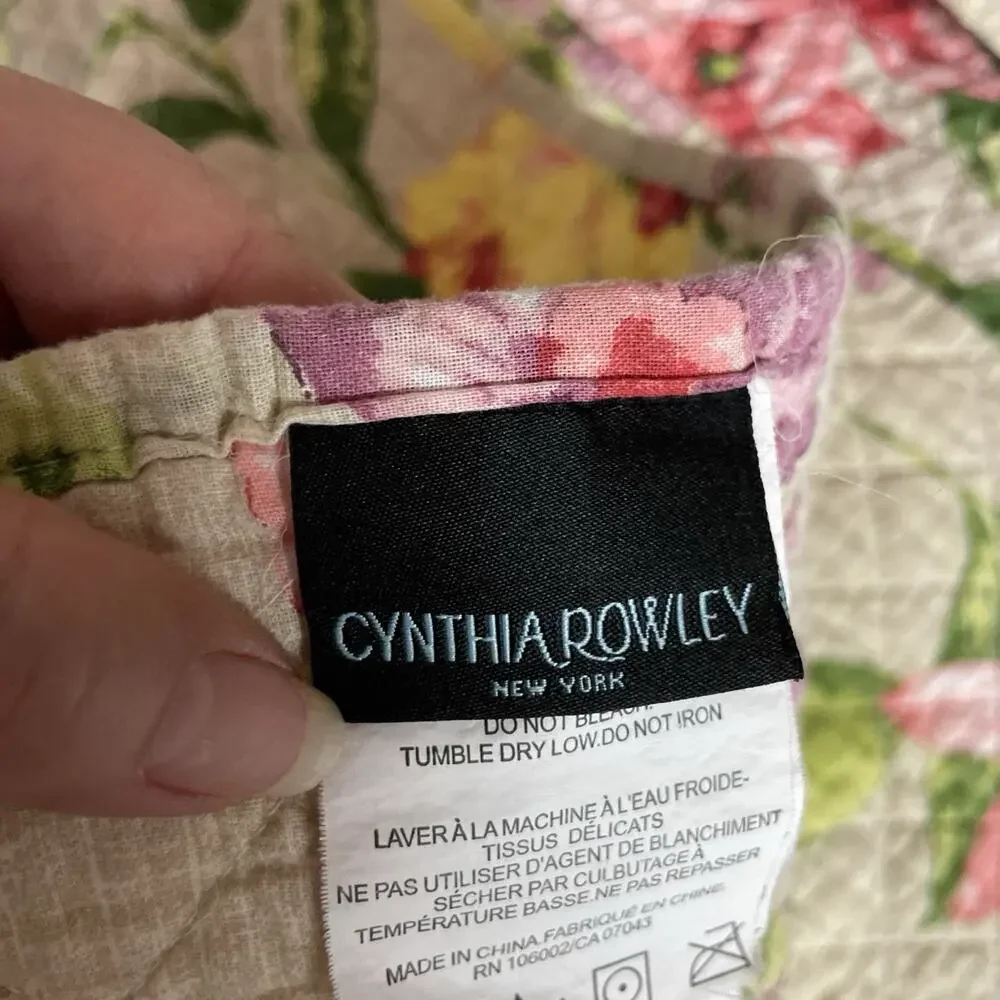 Cynthia Rowley Quilted Coverlet‎ Full Queen Size 86x88 Tropical Floral Colorful